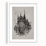 Gothic Cathedral Art | Medieval Architecture Sketch | Gothic Wall Print