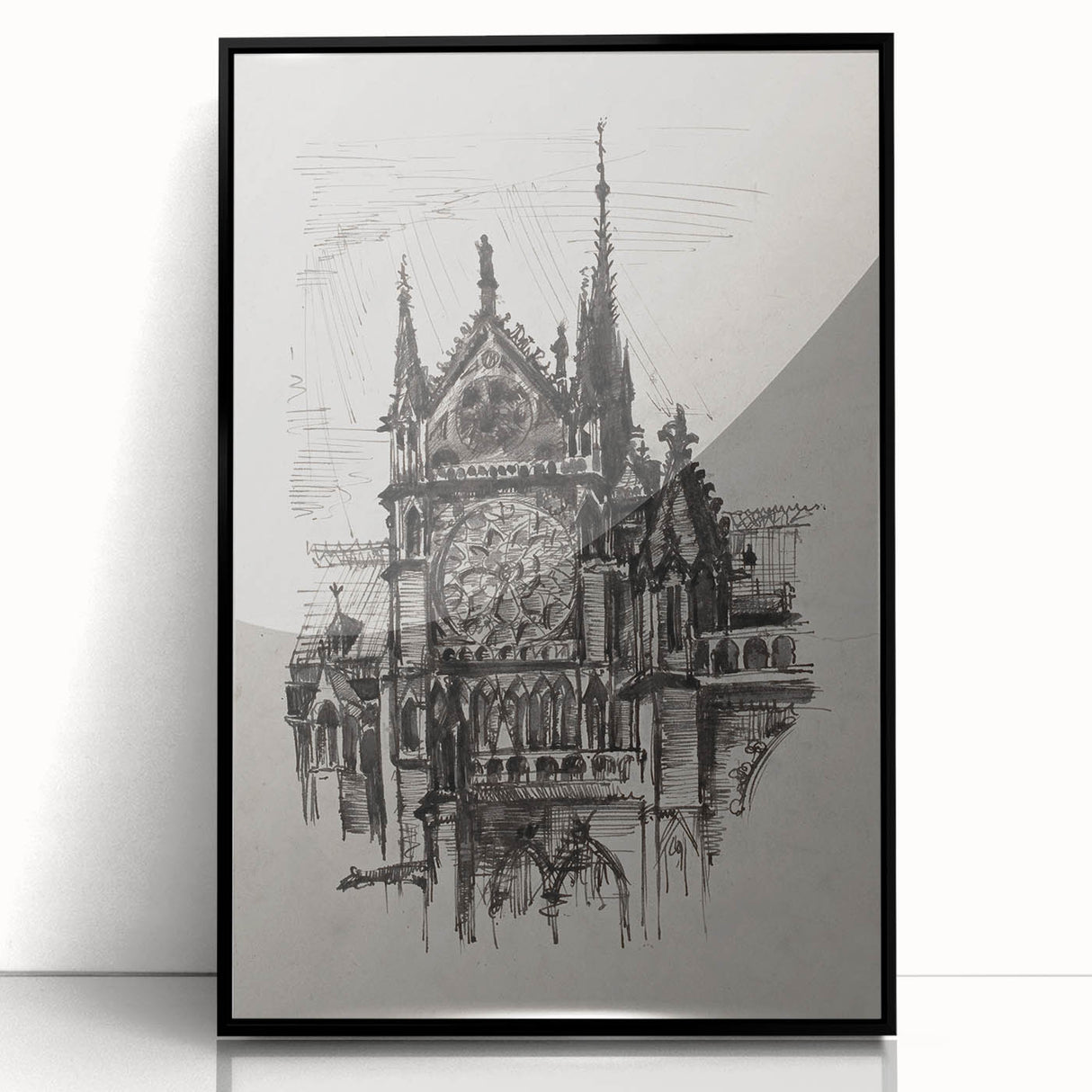 Gothic Cathedral Art | Medieval Architecture Sketch | Gothic Wall Print