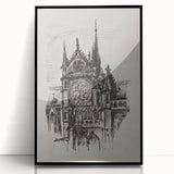 Gothic Cathedral Art | Medieval Architecture Sketch | Gothic Wall Print