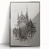 Gothic Cathedral Art | Medieval Architecture Sketch | Gothic Wall Print
