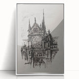 Gothic Cathedral Art | Medieval Architecture Sketch | Gothic Wall Print