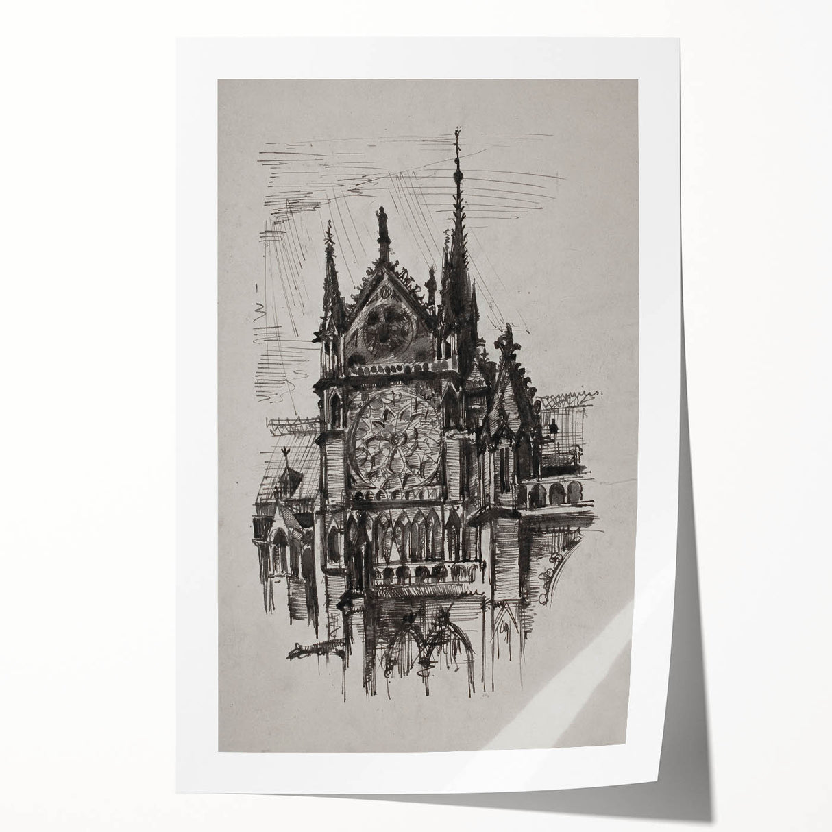 Gothic Cathedral Art | Medieval Architecture Sketch | Gothic Wall Print