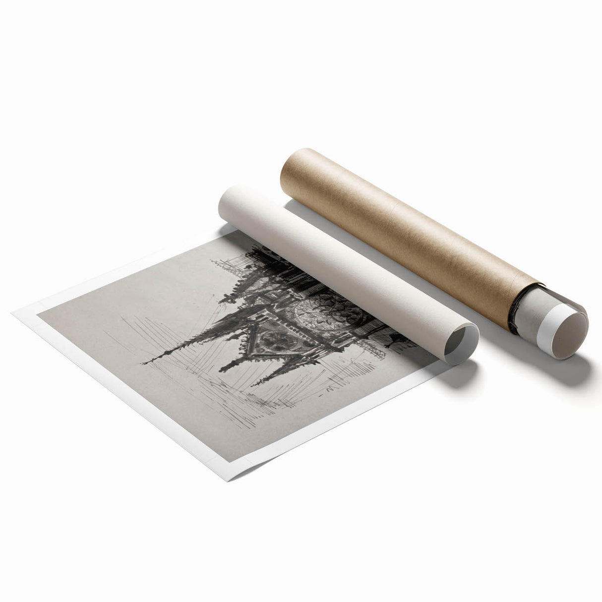 Gothic Cathedral Art | Medieval Architecture Sketch | Gothic Wall Print
