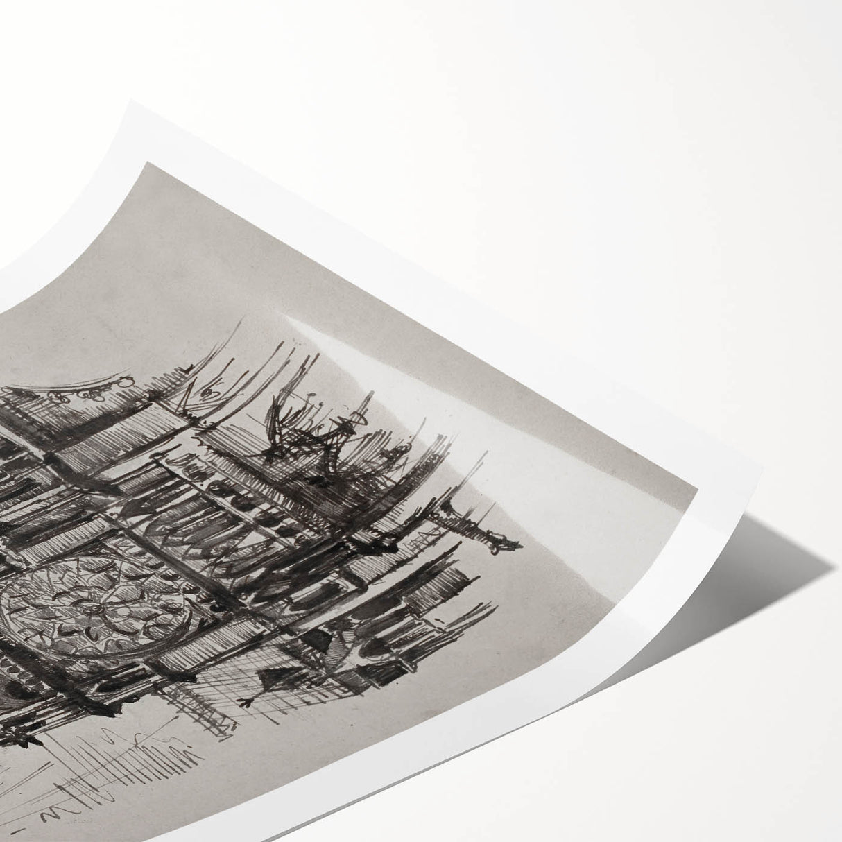Gothic Cathedral Art | Medieval Architecture Sketch | Gothic Wall Print