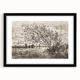 Medieval Gothic Canvas - Riverside Landscape Art for Dark Decor Style