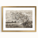 Medieval Gothic Canvas - Riverside Landscape Art for Dark Decor Style