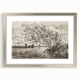 Medieval Gothic Canvas - Riverside Landscape Art for Dark Decor Style