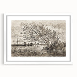 Medieval Gothic Canvas - Riverside Landscape Art for Dark Decor Style