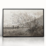 Medieval Gothic Canvas - Riverside Landscape Art for Dark Decor Style