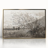Medieval Gothic Canvas - Riverside Landscape Art for Dark Decor Style