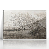 Medieval Gothic Canvas - Riverside Landscape Art for Dark Decor Style