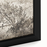 Medieval Gothic Canvas - Riverside Landscape Art for Dark Decor Style