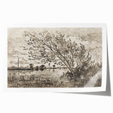 Medieval Gothic Canvas - Riverside Landscape Art for Dark Decor Style