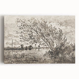 Medieval Gothic Canvas - Riverside Landscape Art for Dark Decor Style