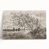 Medieval Gothic Canvas - Riverside Landscape Art for Dark Decor Style