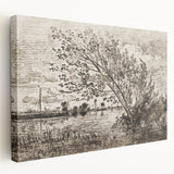 Medieval Gothic Canvas - Riverside Landscape Art for Dark Decor Style