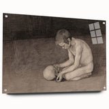 Gothic Artworks - Contemplative Figure with Skull for Dark Decor Style