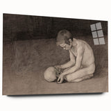 Gothic Artworks - Contemplative Figure with Skull for Dark Decor Style