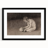 Gothic Artworks - Contemplative Figure with Skull for Dark Decor Style