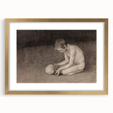 Gothic Artworks - Contemplative Figure with Skull for Dark Decor Style