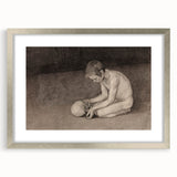 Gothic Artworks - Contemplative Figure with Skull for Dark Decor Style