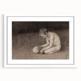 Gothic Artworks - Contemplative Figure with Skull for Dark Decor Style
