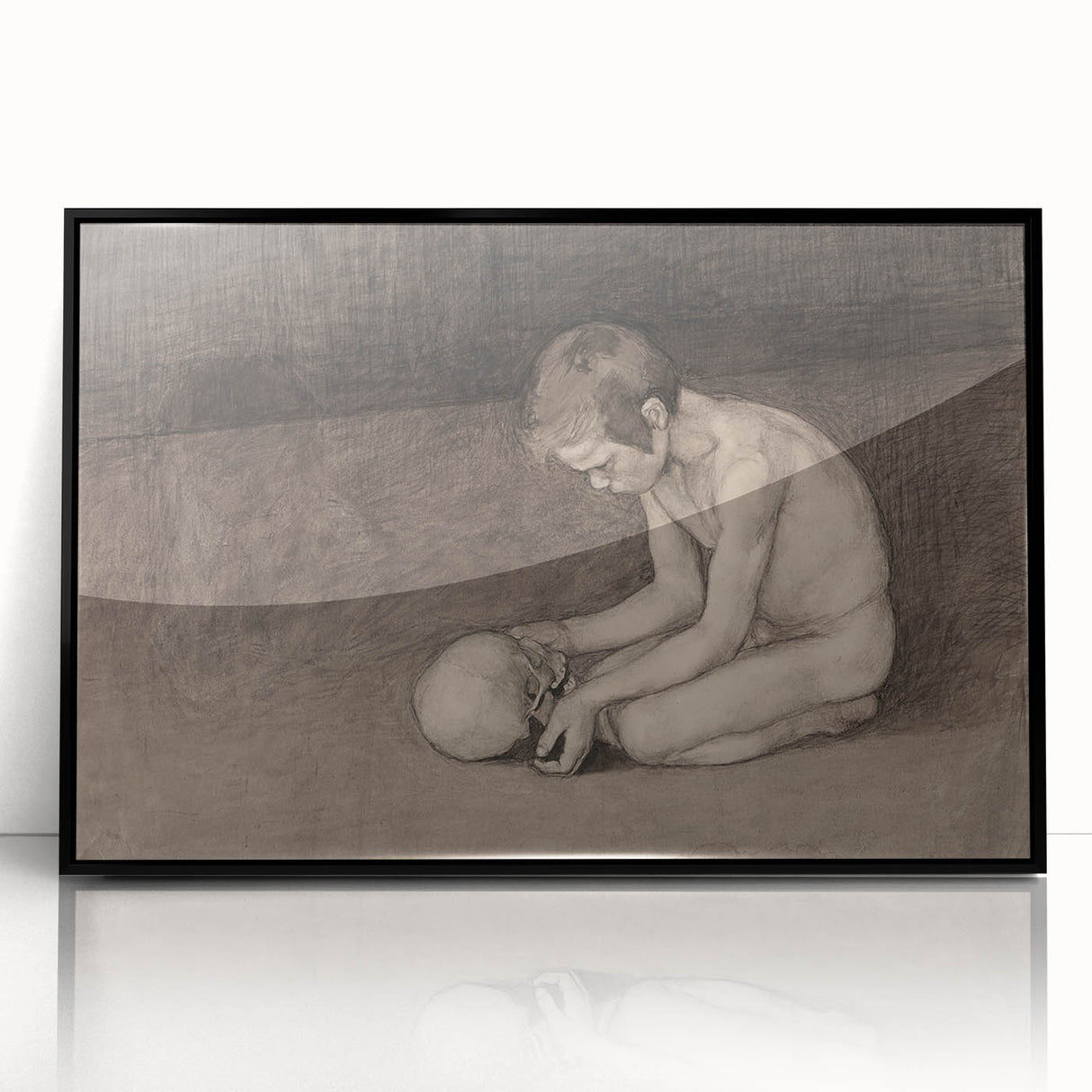 Gothic Artworks - Contemplative Figure with Skull for Dark Decor Style