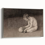 Gothic Artworks - Contemplative Figure with Skull for Dark Decor Style