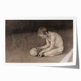 Gothic Artworks - Contemplative Figure with Skull for Dark Decor Style