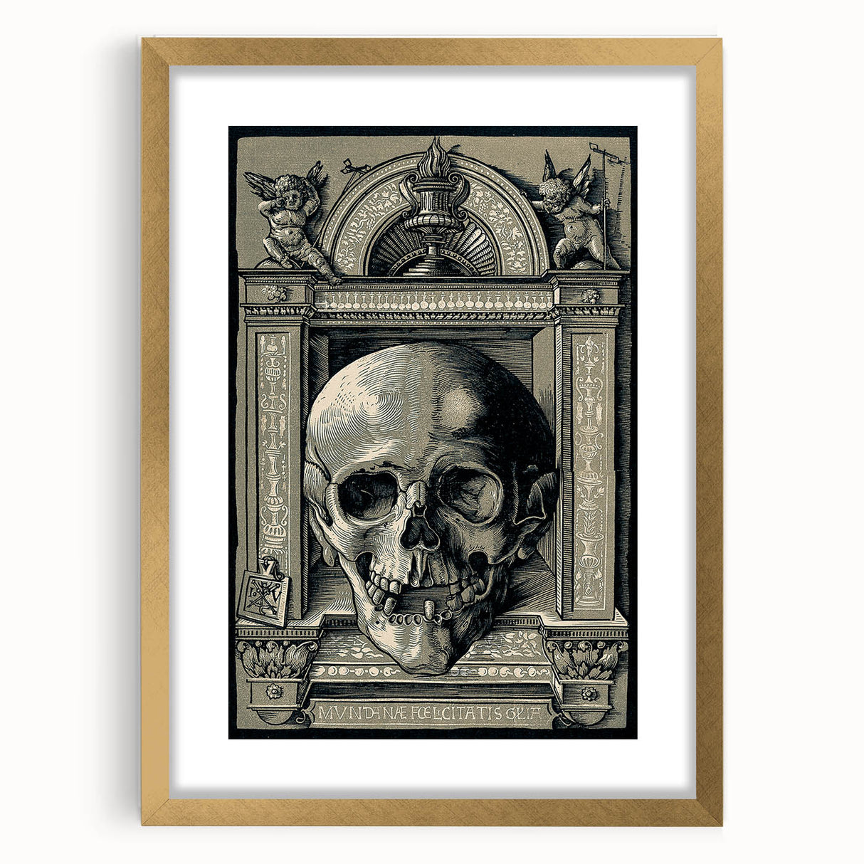 Medieval Gothic Canvas - Intricate Skull Illustration Gothic Wall Art
