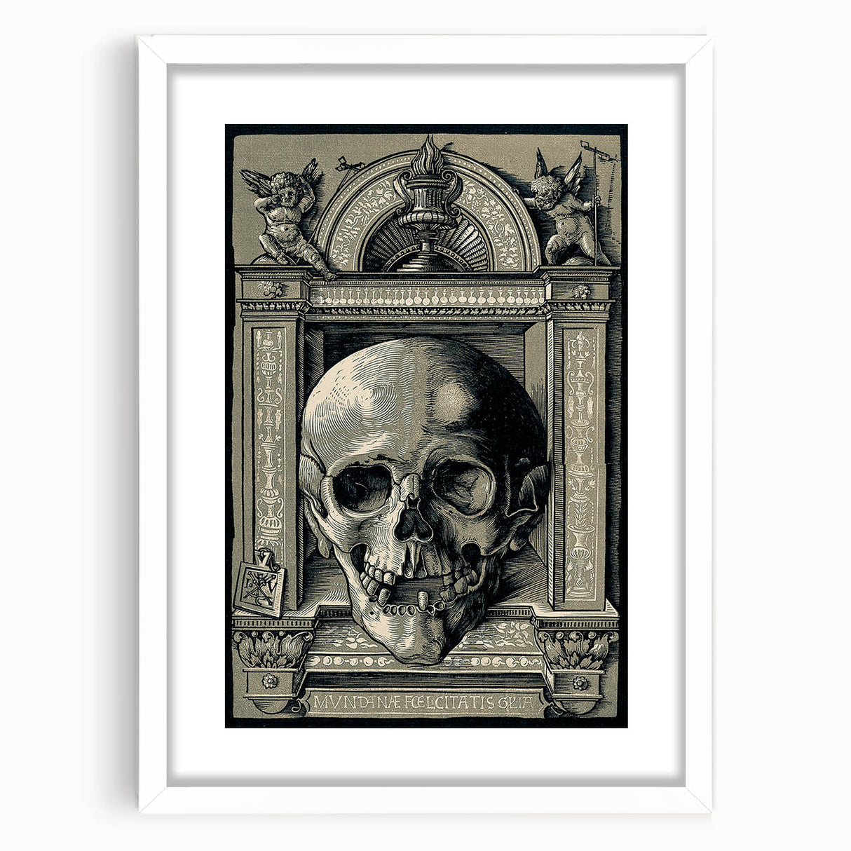 Medieval Gothic Canvas - Intricate Skull Illustration Gothic Wall Art