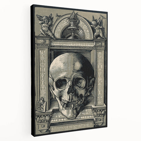 Medieval Gothic Canvas - Intricate Skull Illustration Gothic Wall Art