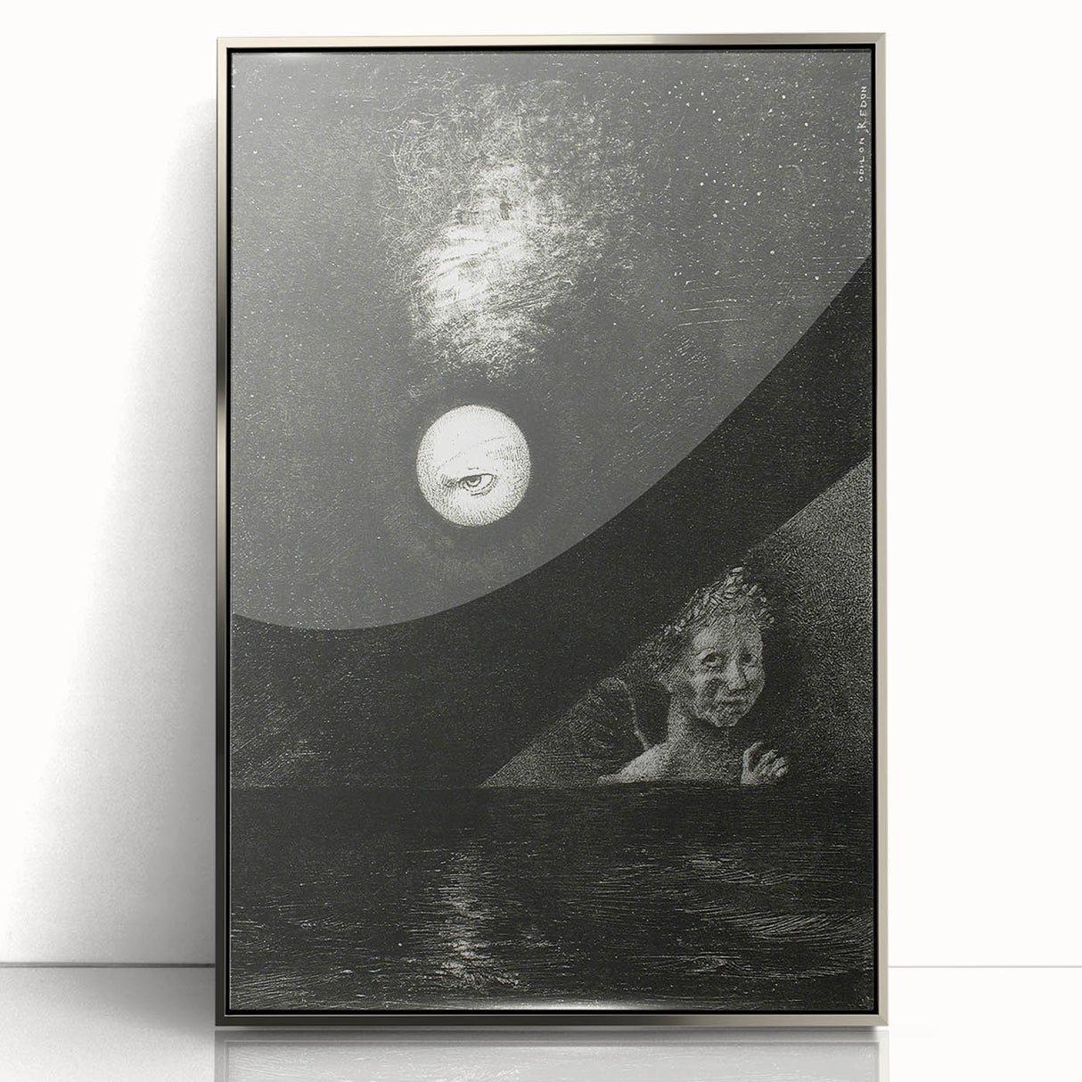 Dark Decor Style - Surreal Gothic Moon and Angel Gothic Canvas Print