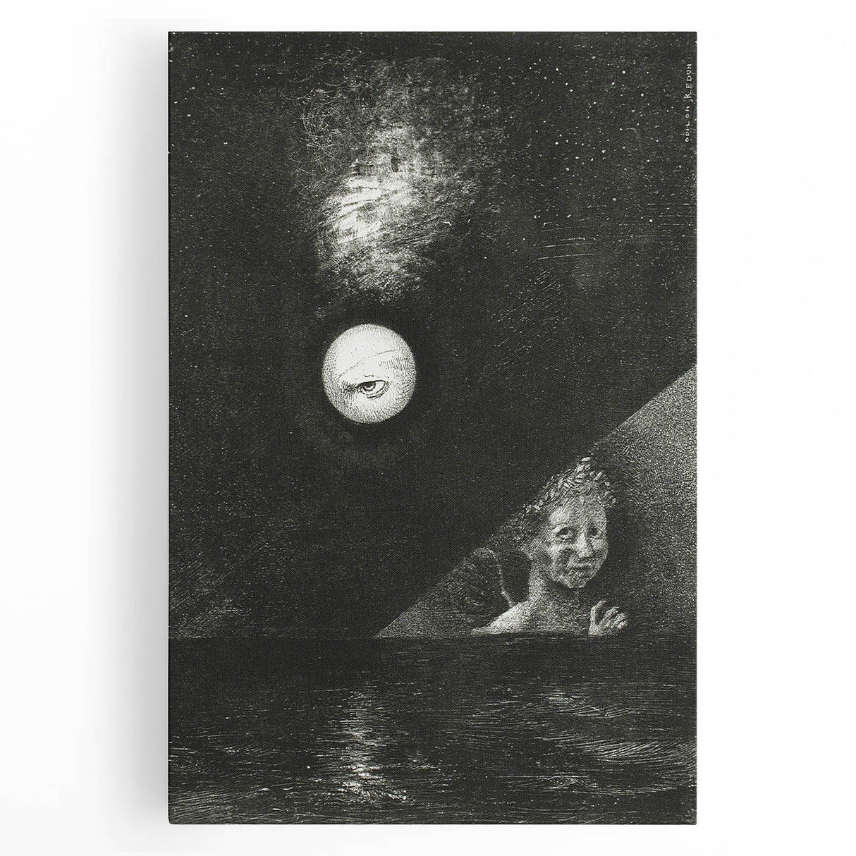 Dark Decor Style - Surreal Gothic Moon and Angel Gothic Canvas Print