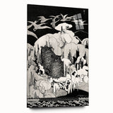 Dark Decor Style - Mysterious Owls Illustration on Gothic Canvas Print