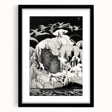 Dark Decor Style - Mysterious Owls Illustration on Gothic Canvas Print