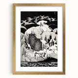 Dark Decor Style - Mysterious Owls Illustration on Gothic Canvas Print