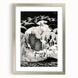 Dark Decor Style - Mysterious Owls Illustration on Gothic Canvas Print