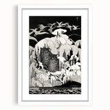 Dark Decor Style - Mysterious Owls Illustration on Gothic Canvas Print