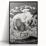 Dark Decor Style - Mysterious Owls Illustration on Gothic Canvas Print
