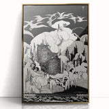 Dark Decor Style - Mysterious Owls Illustration on Gothic Canvas Print