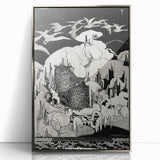Dark Decor Style - Mysterious Owls Illustration on Gothic Canvas Print