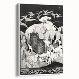 Dark Decor Style - Mysterious Owls Illustration on Gothic Canvas Print