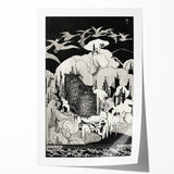 Dark Decor Style - Mysterious Owls Illustration on Gothic Canvas Print