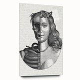 Gothic Wall Art | Half Skull, Half Woman Medieval Gothic Canvas Print