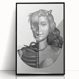 Gothic Wall Art | Half Skull, Half Woman Medieval Gothic Canvas Print