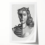Gothic Wall Art | Half Skull, Half Woman Medieval Gothic Canvas Print