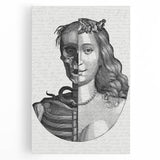 Gothic Wall Art | Half Skull, Half Woman Medieval Gothic Canvas Print