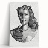 Gothic Wall Art | Half Skull, Half Woman Medieval Gothic Canvas Print
