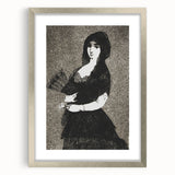 Victorian Lady with Fan Print - Gothic Portrait Wall Art Decor